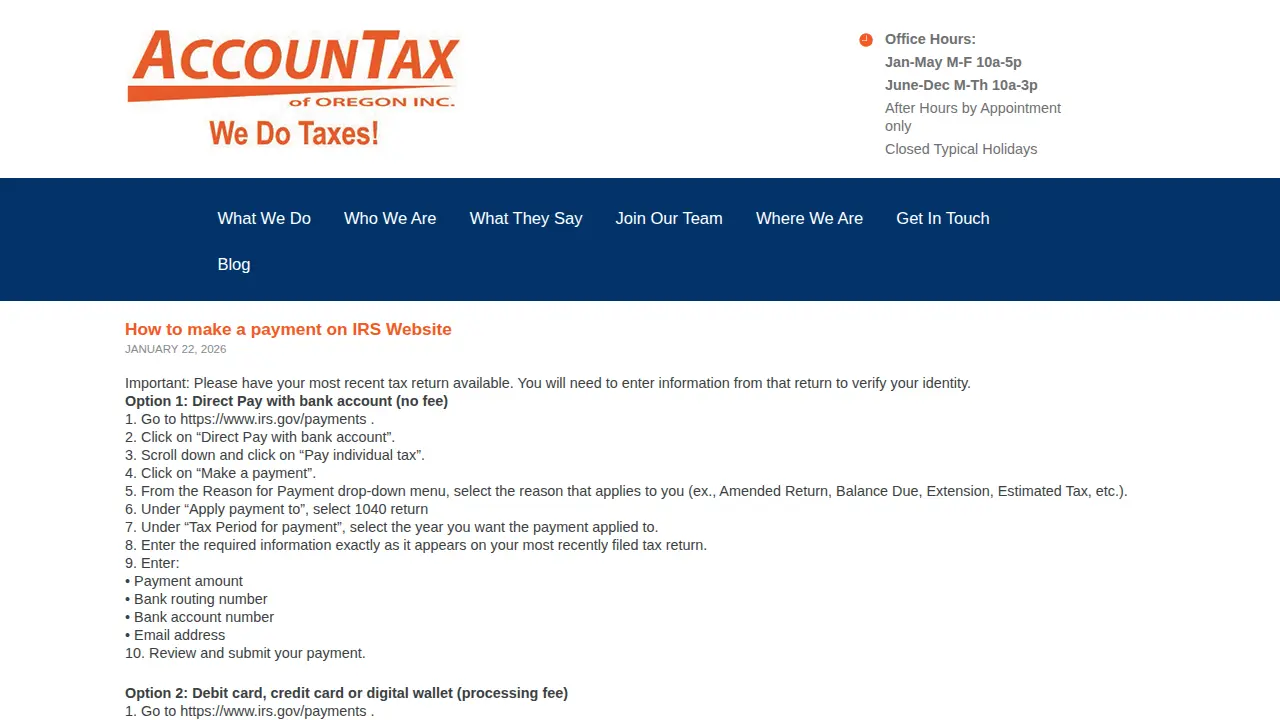 Accountax of Oregon Inc page