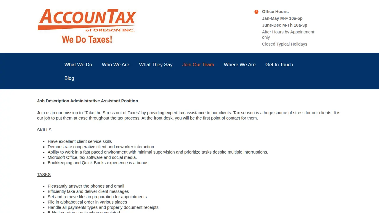 Accountax of Oregon Inc page