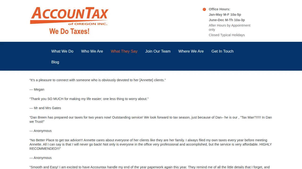 Accountax of Oregon Inc page