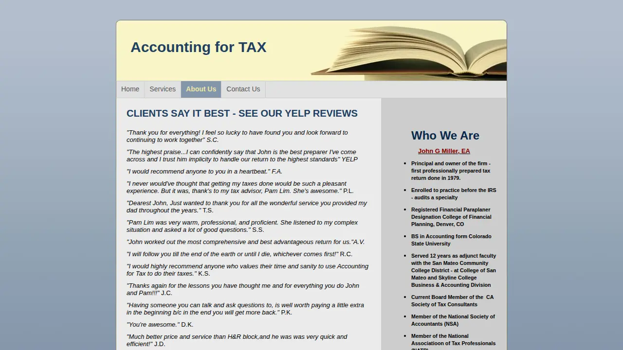 Accounting for TAX page