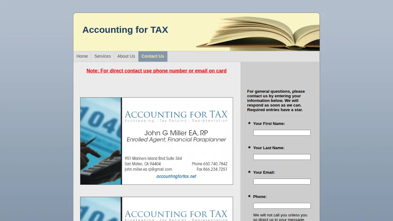 Accounting for TAX page