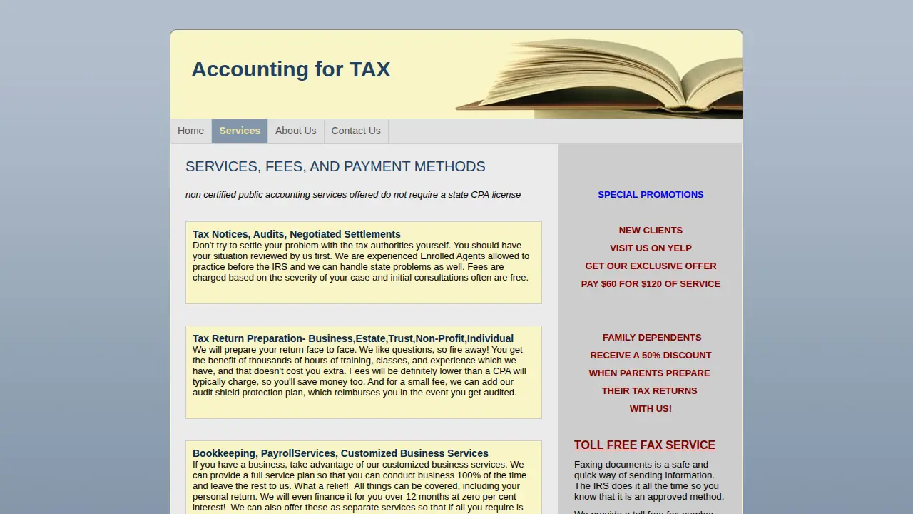 Accounting for TAX page