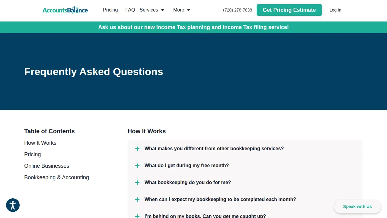 AccountsBalance page