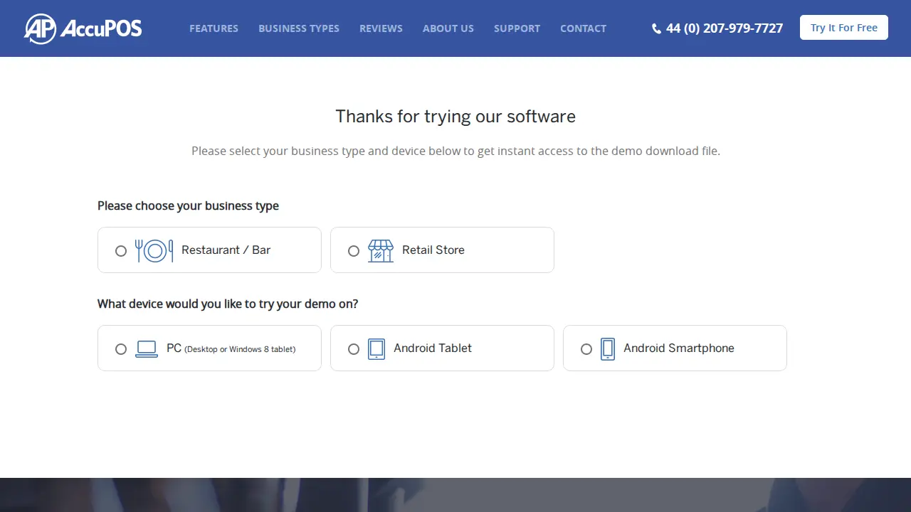 AccuPOS page