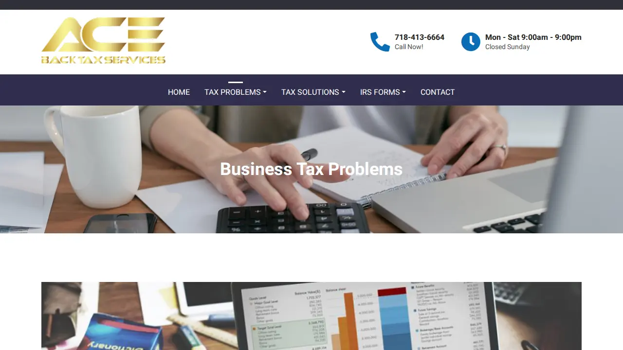 Ace Back Tax Service page