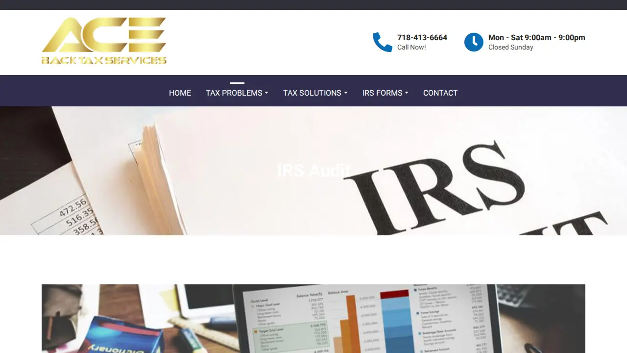 Ace Back Tax Service page