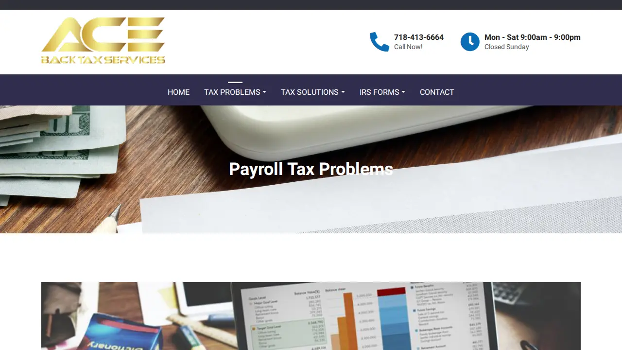 Ace Back Tax Service page