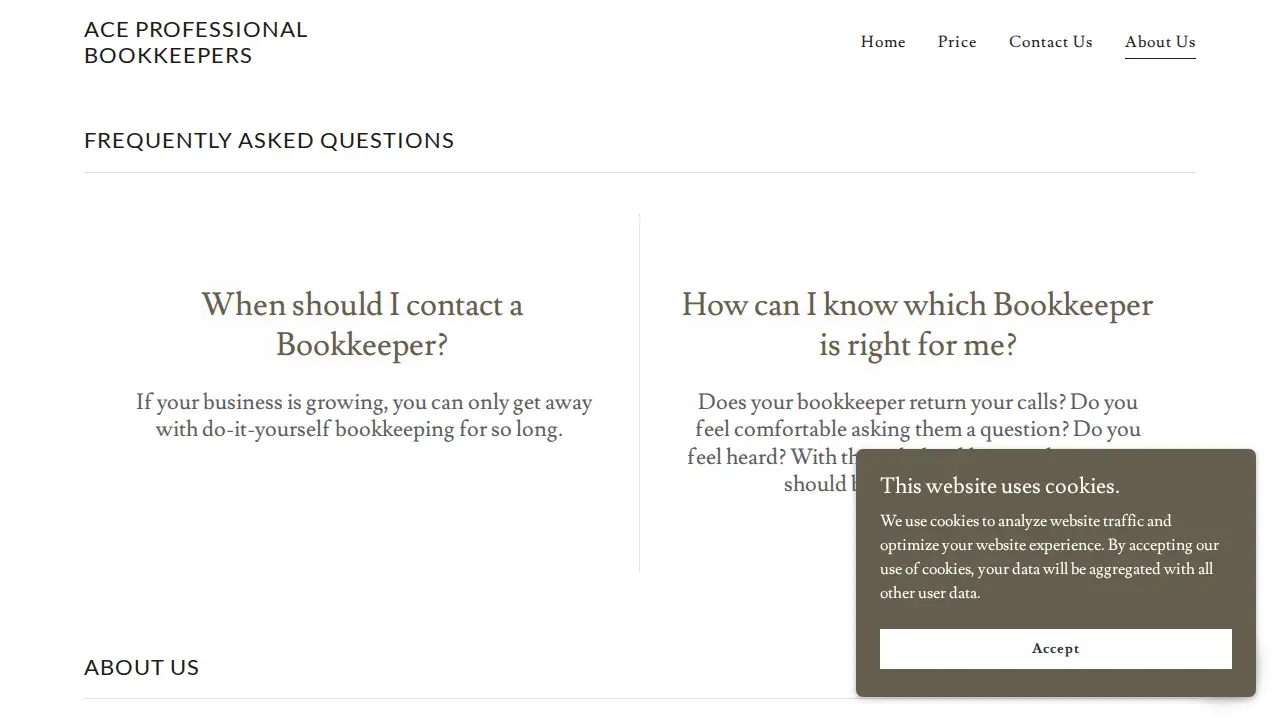 Ace Professional Bookkeepers page