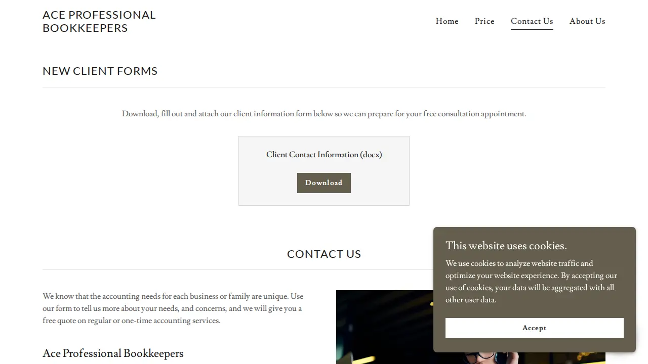 Ace Professional Bookkeepers page