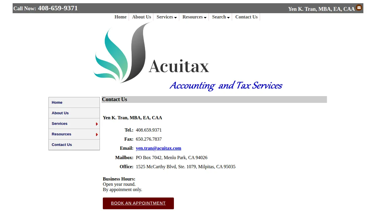 Acuitax - Accounting and Tax Services page
