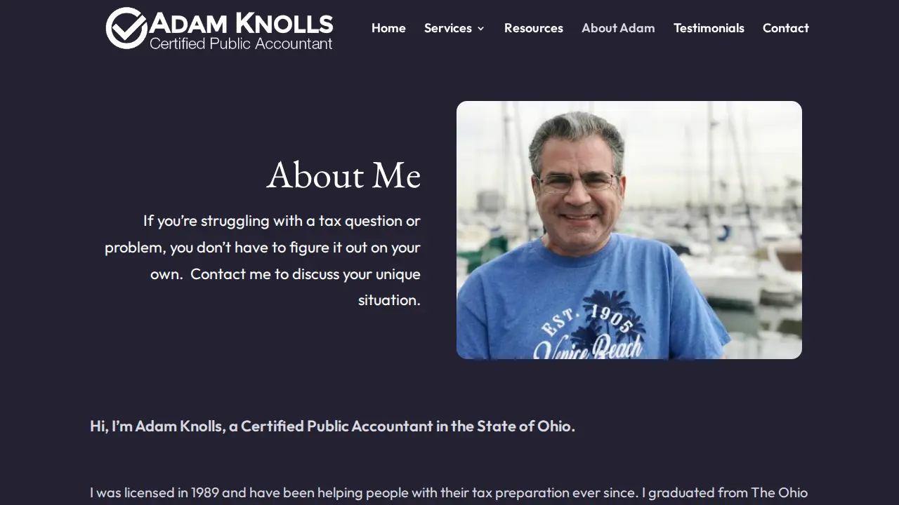 Adam Knolls, CPA page
