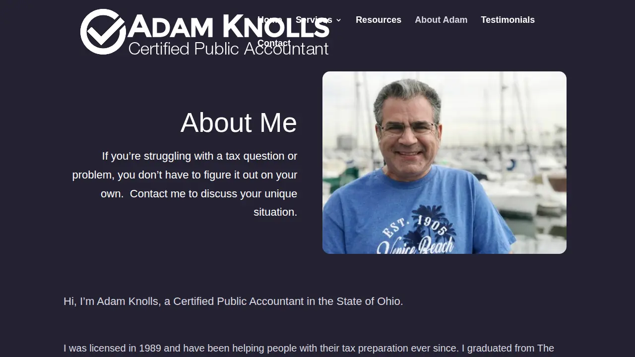 Adam Knolls, CPA page