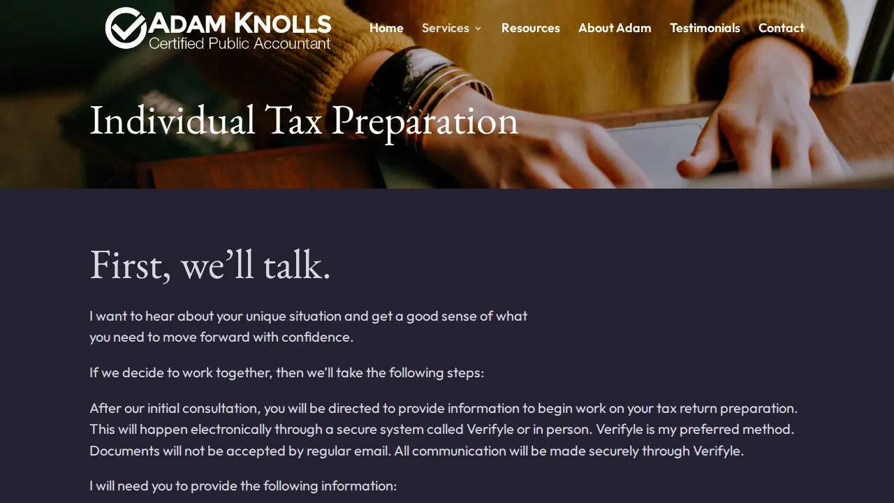 Adam Knolls, CPA page