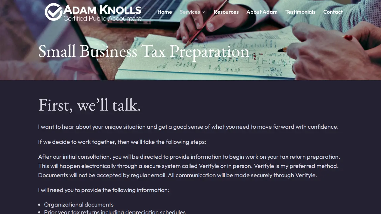 Adam Knolls, CPA page