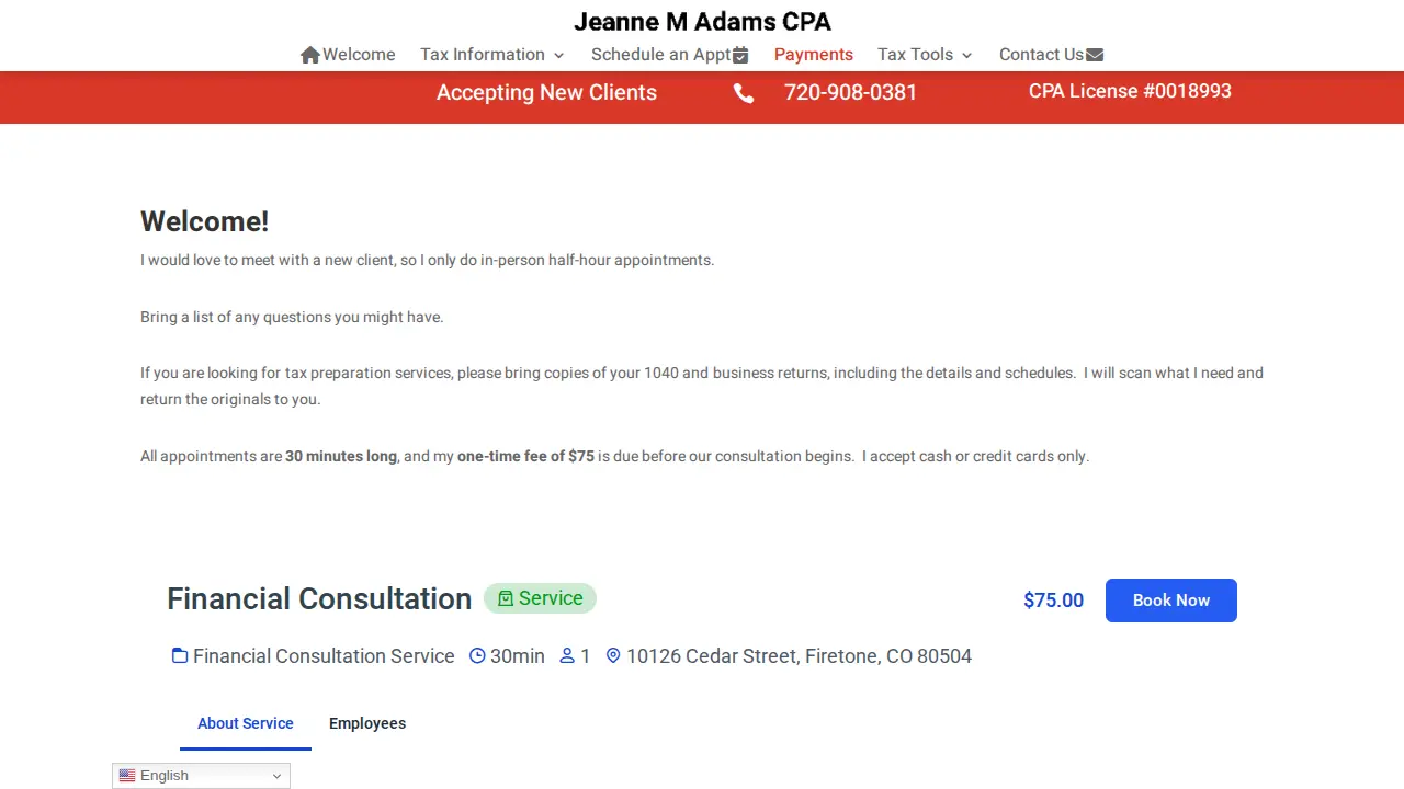 JEANNE M ADAMS CPA PC page
