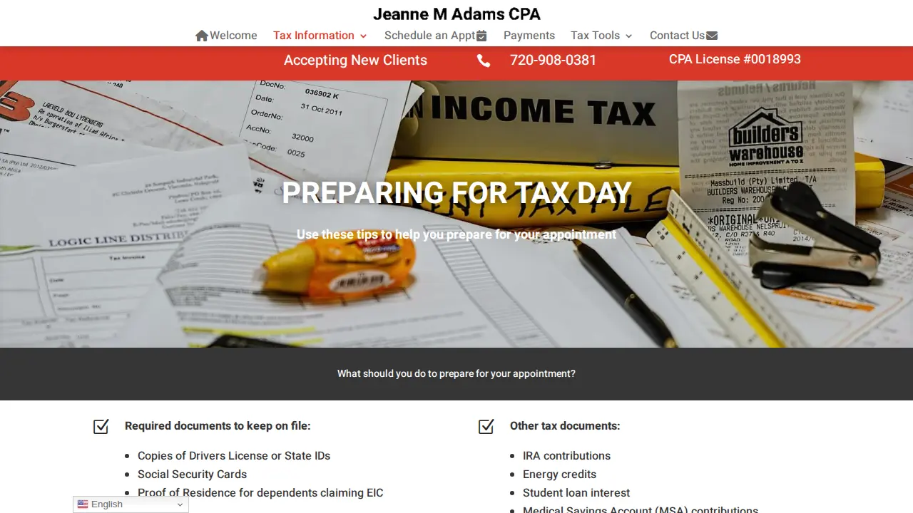 JEANNE M ADAMS CPA PC page