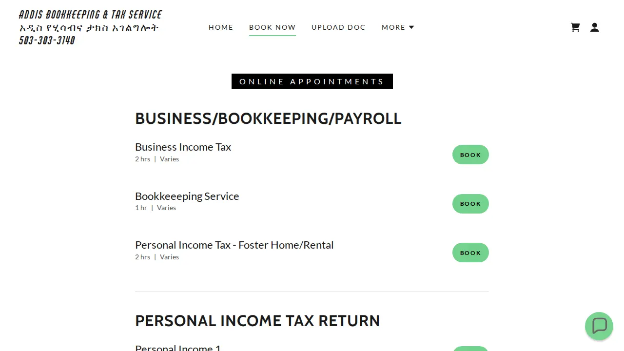 Addis Bookkeeping & Tax Service LLC page