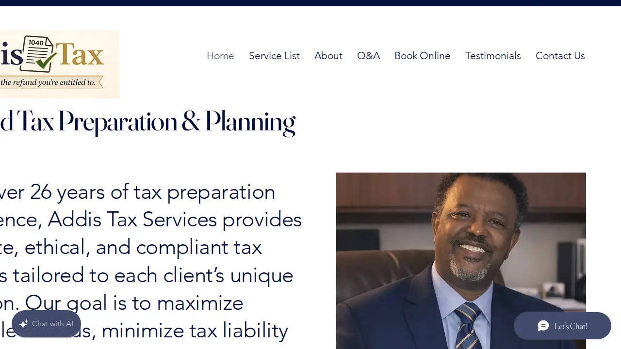Addis Tax Services page