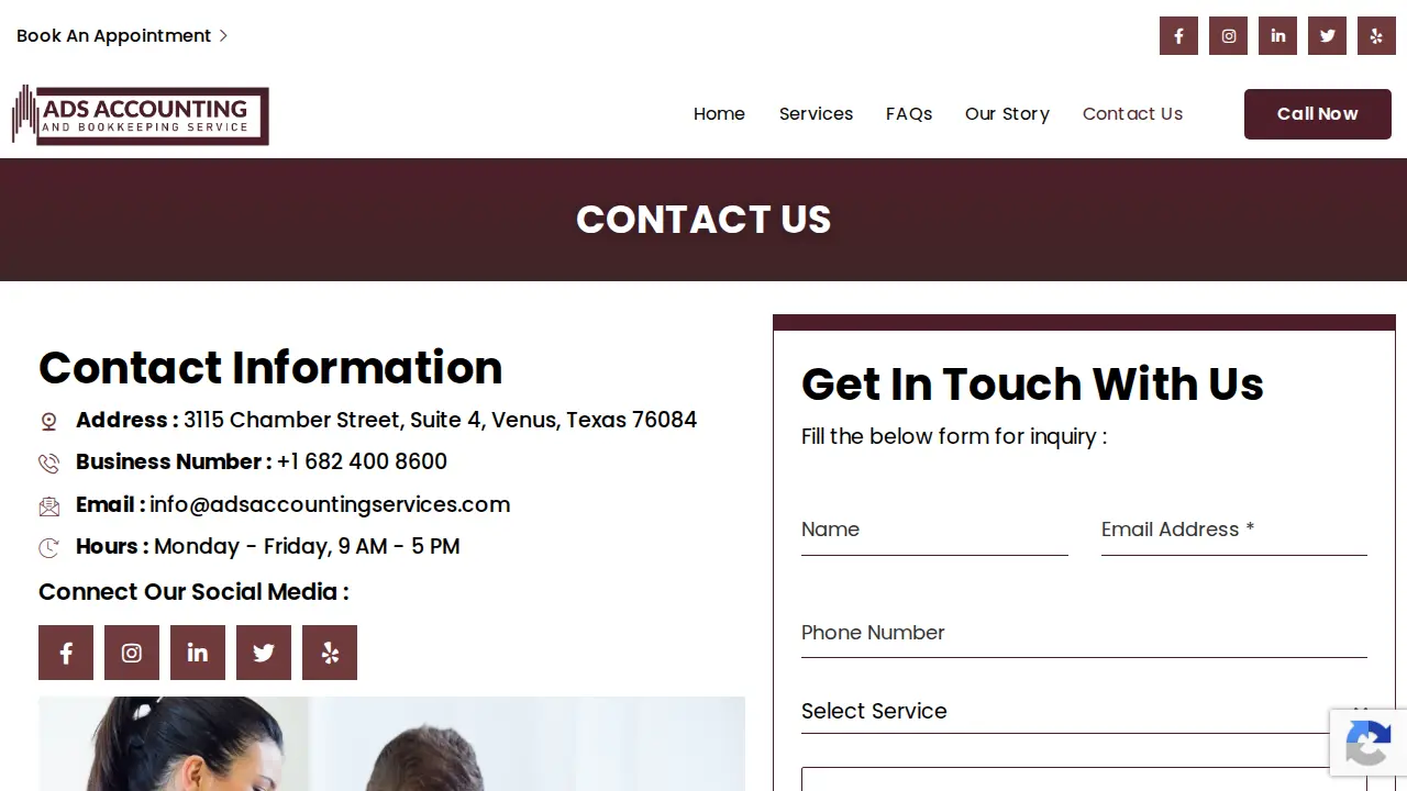 ADS Accounting and Bookkeeping Services page