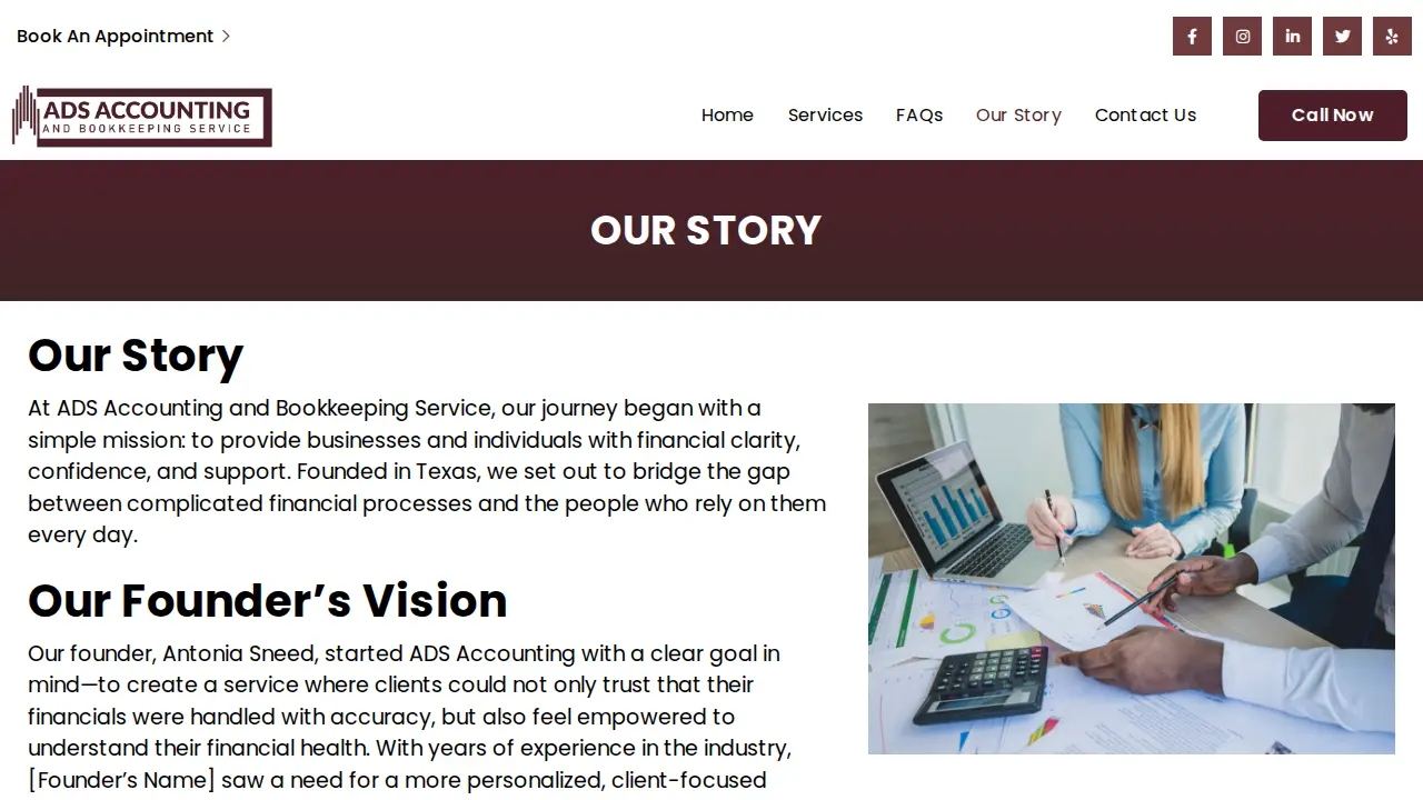 ADS Accounting and Bookkeeping Services page