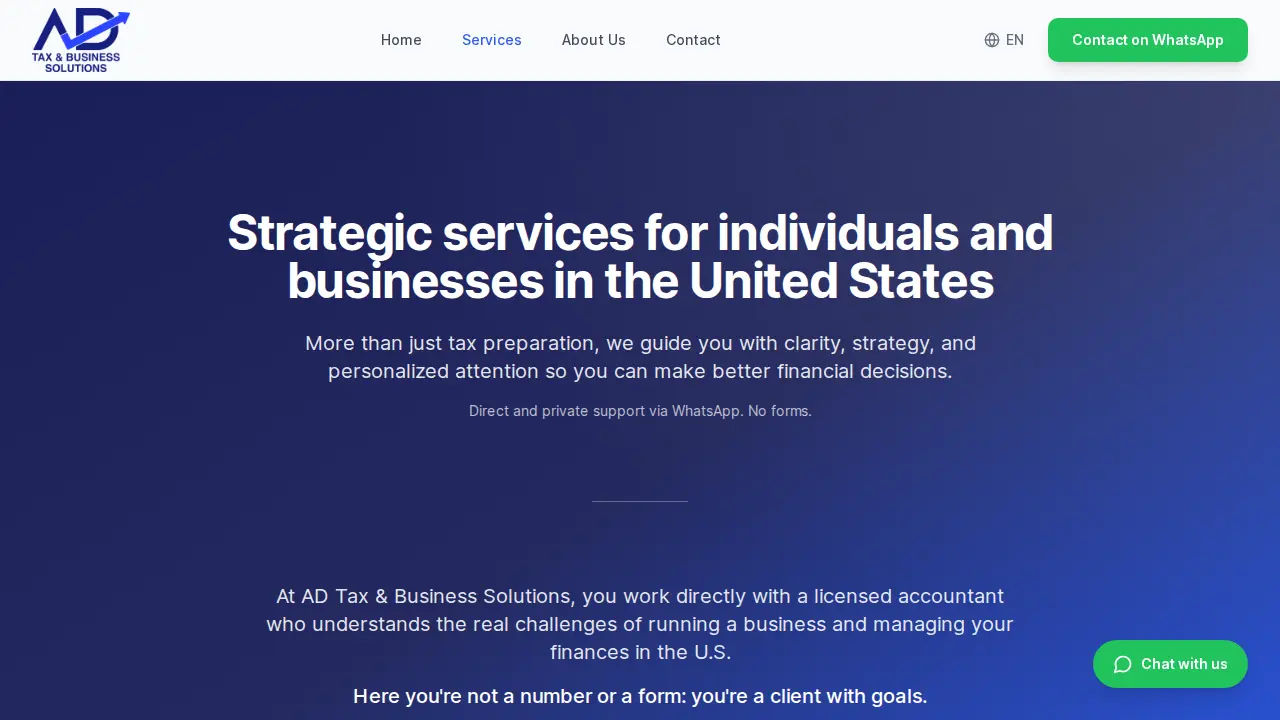 AD TAX & BUSINESS SOLUTIONS page