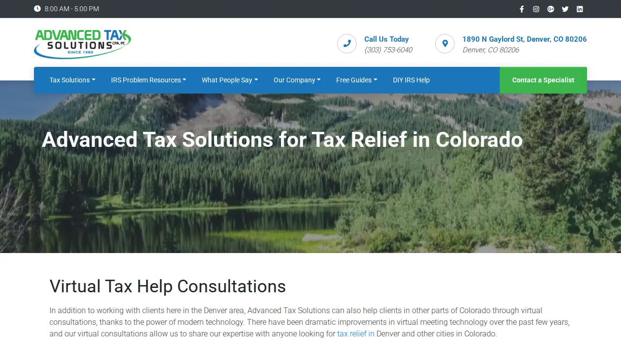 Advanced Tax Solutions page