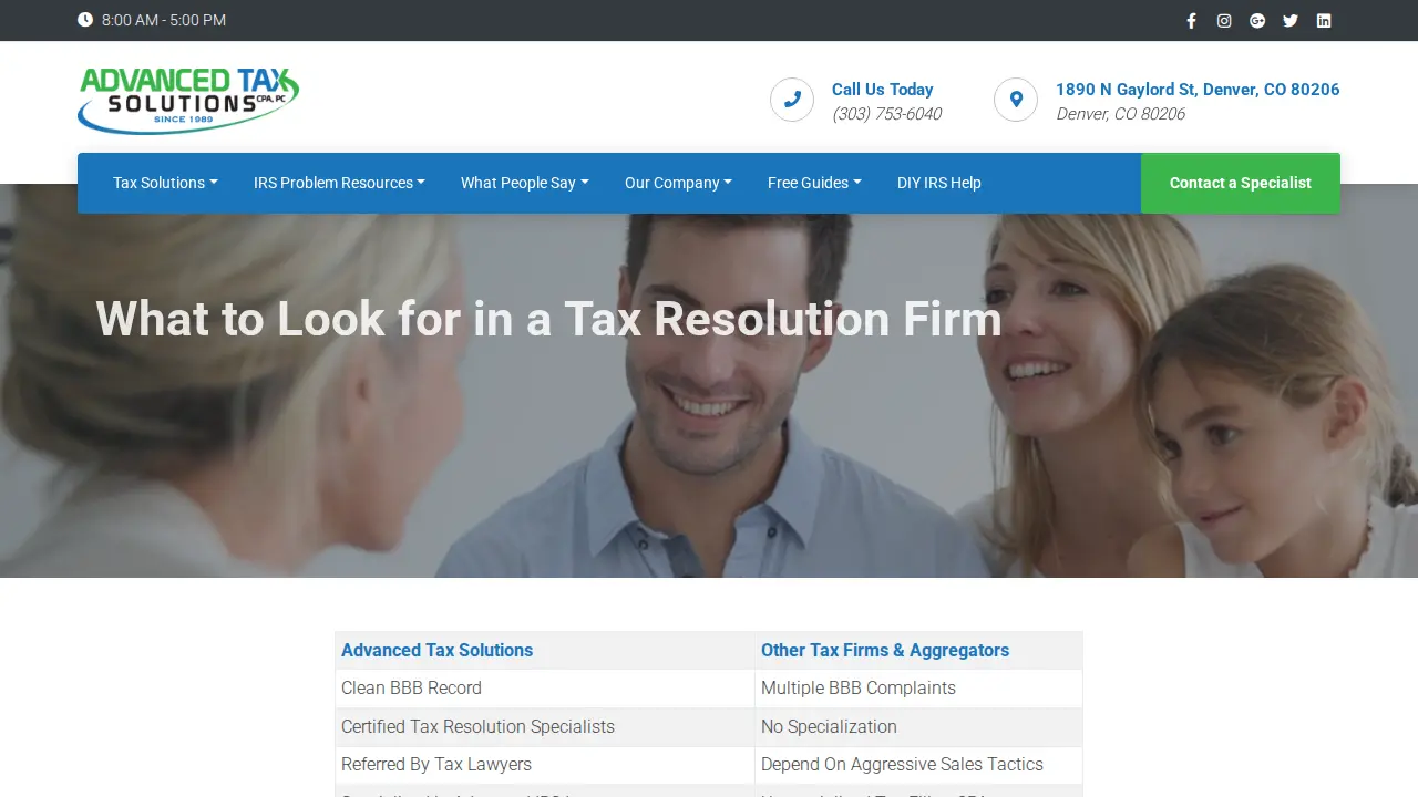 Advanced Tax Solutions page