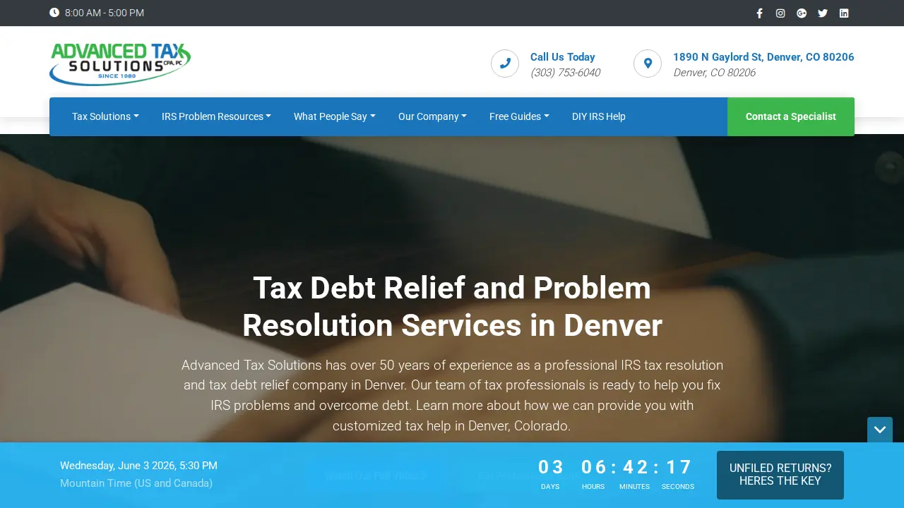 Advanced Tax Solutions page