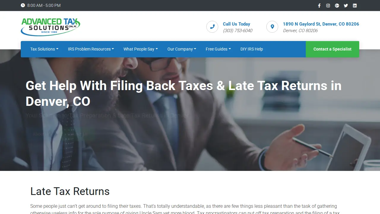 Advanced Tax Solutions page