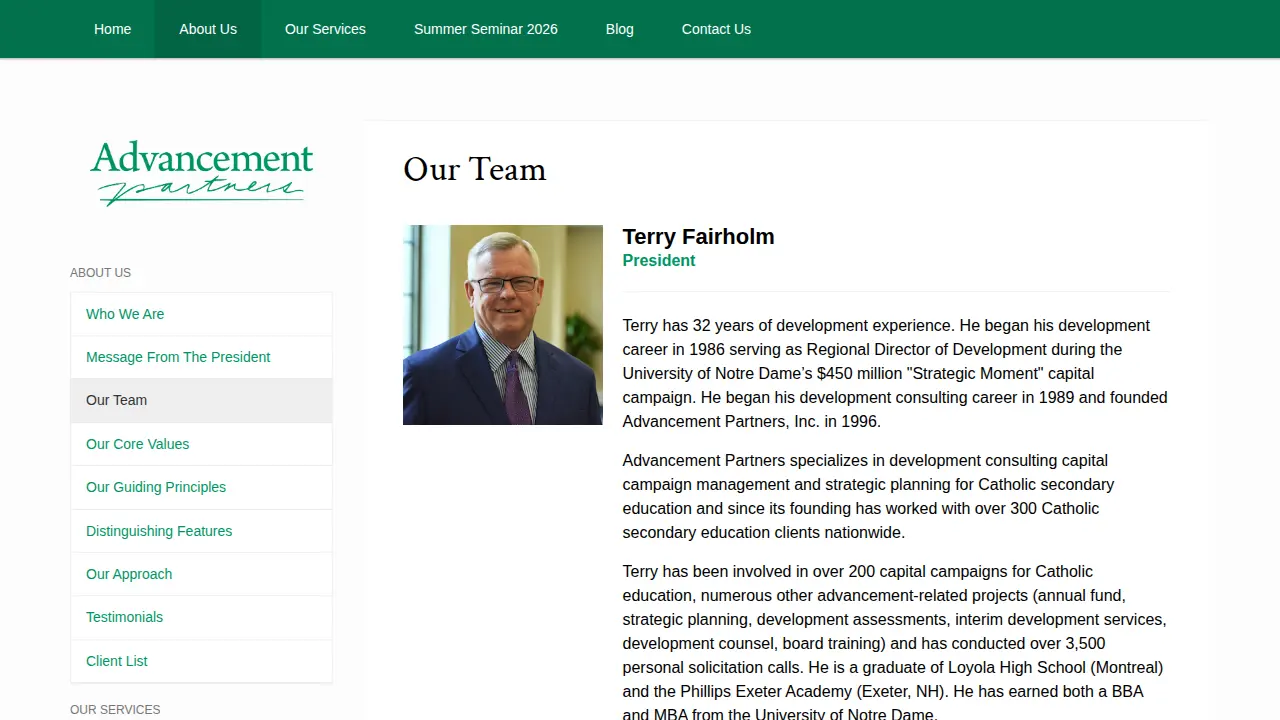 Advancement Partners, Inc. page