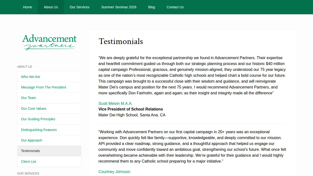 Advancement Partners, Inc. page