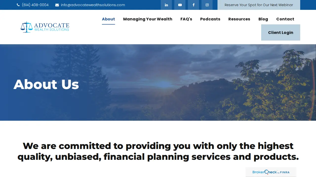 Advocate Wealth Solutions page