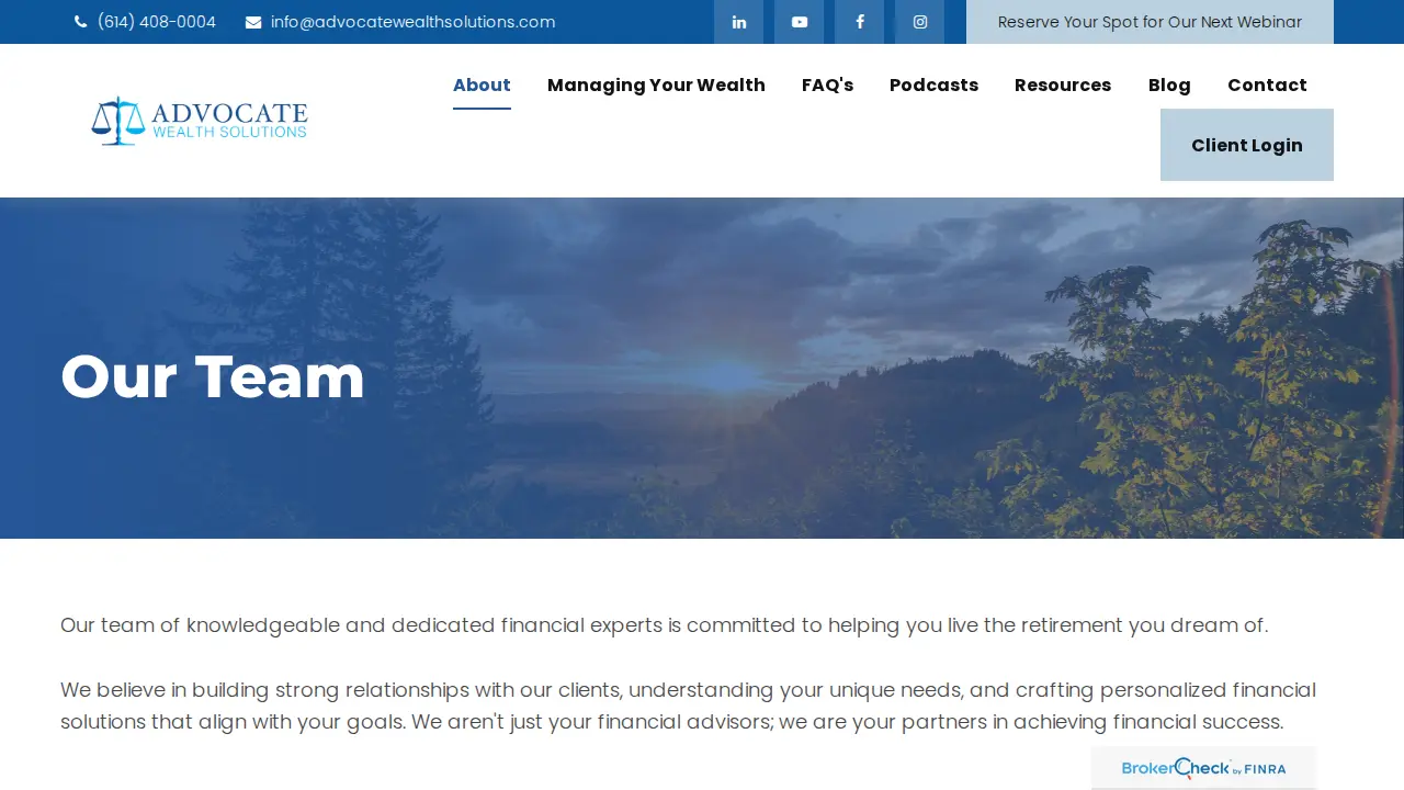 Advocate Wealth Solutions page