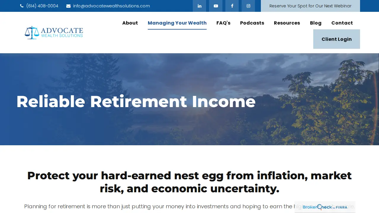 Advocate Wealth Solutions page
