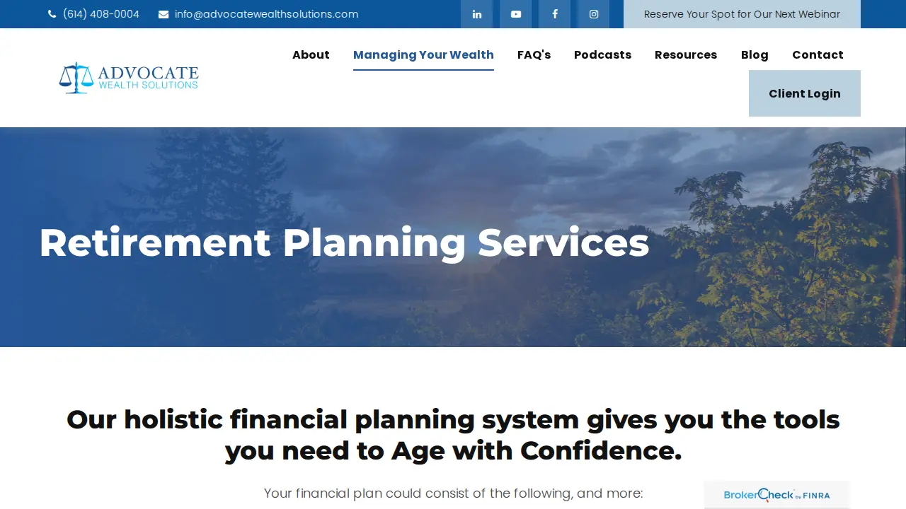Advocate Wealth Solutions page