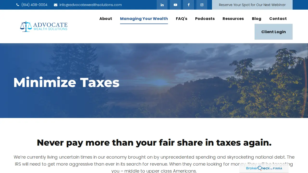 Advocate Wealth Solutions page