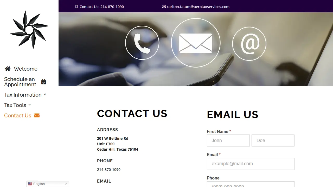 Aero Tax Services page
