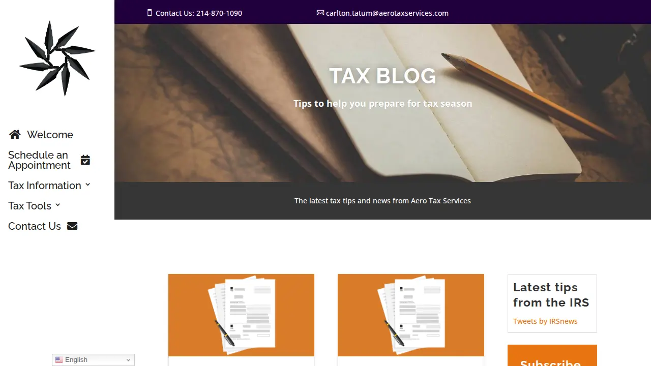 Aero Tax Services page
