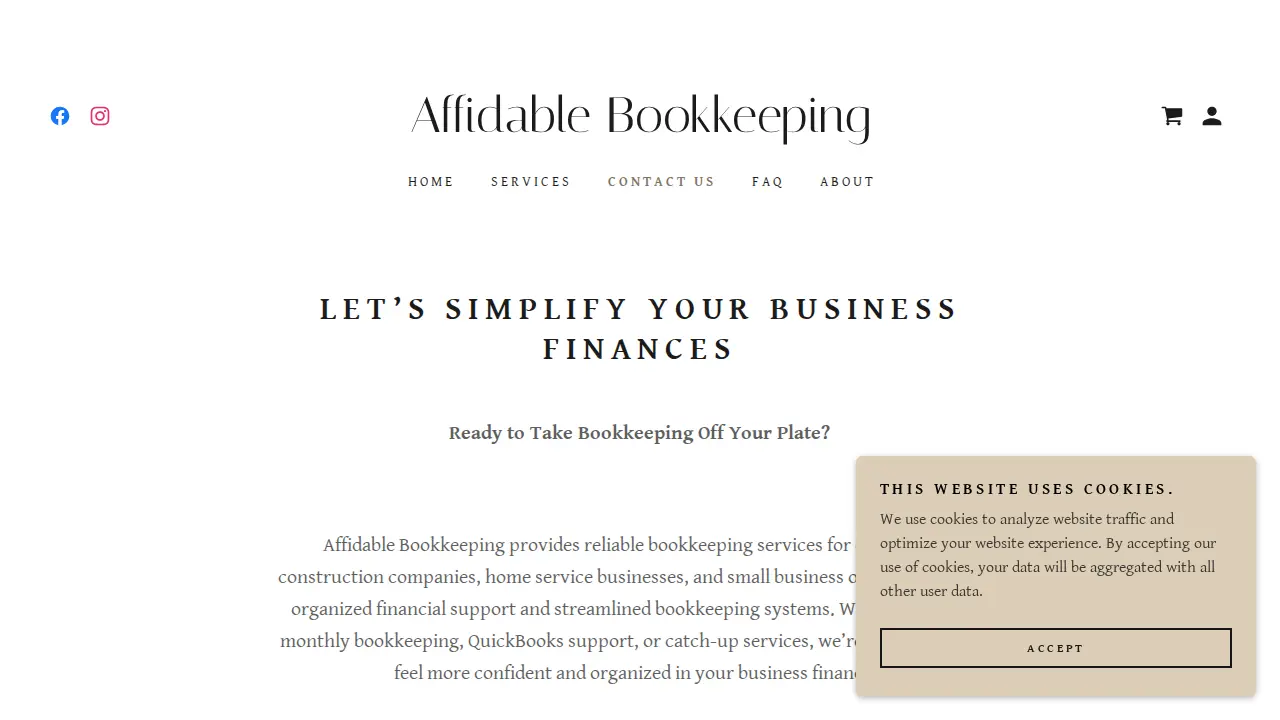 Affidable Bookkeeping Services page