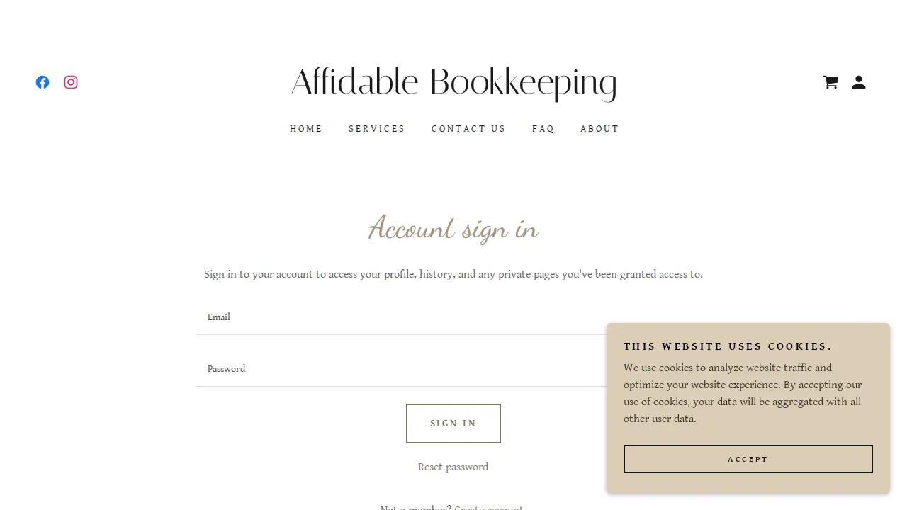 Affidable Bookkeeping Services page