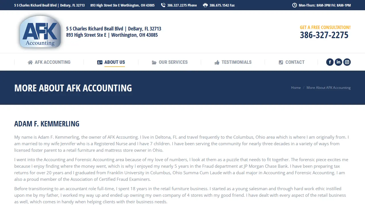 AFK Accounting of Ohio page
