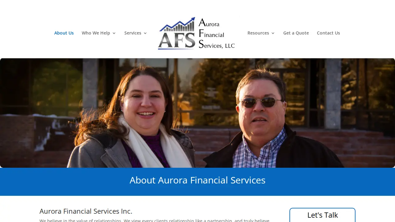 Aurora Financial Services page