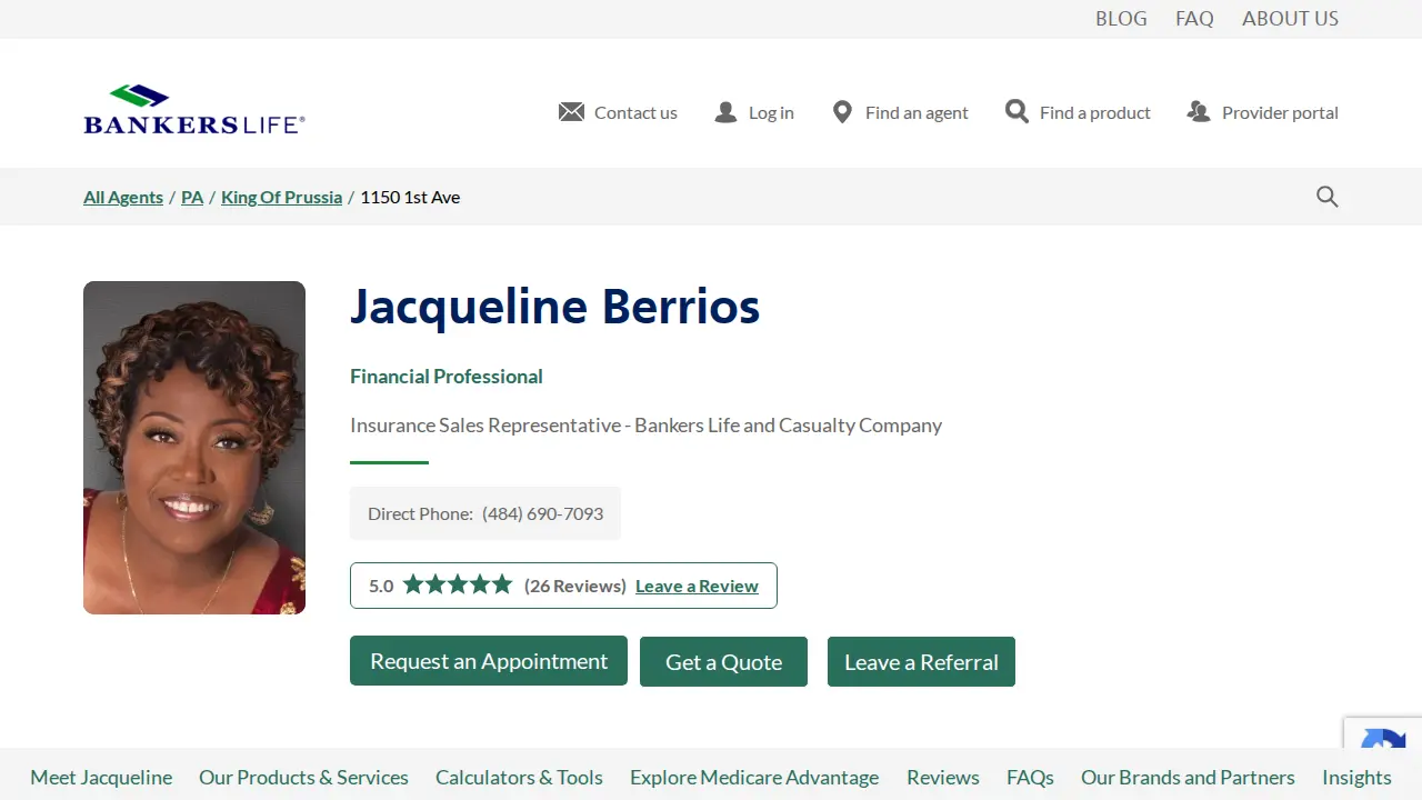 Freda Fine, Bankers Life Agent page