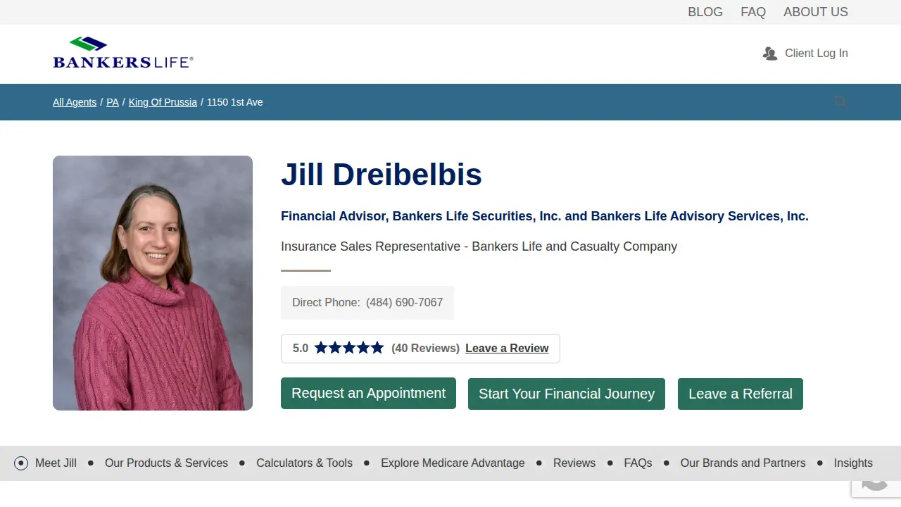 Freda Fine, Bankers Life Agent page