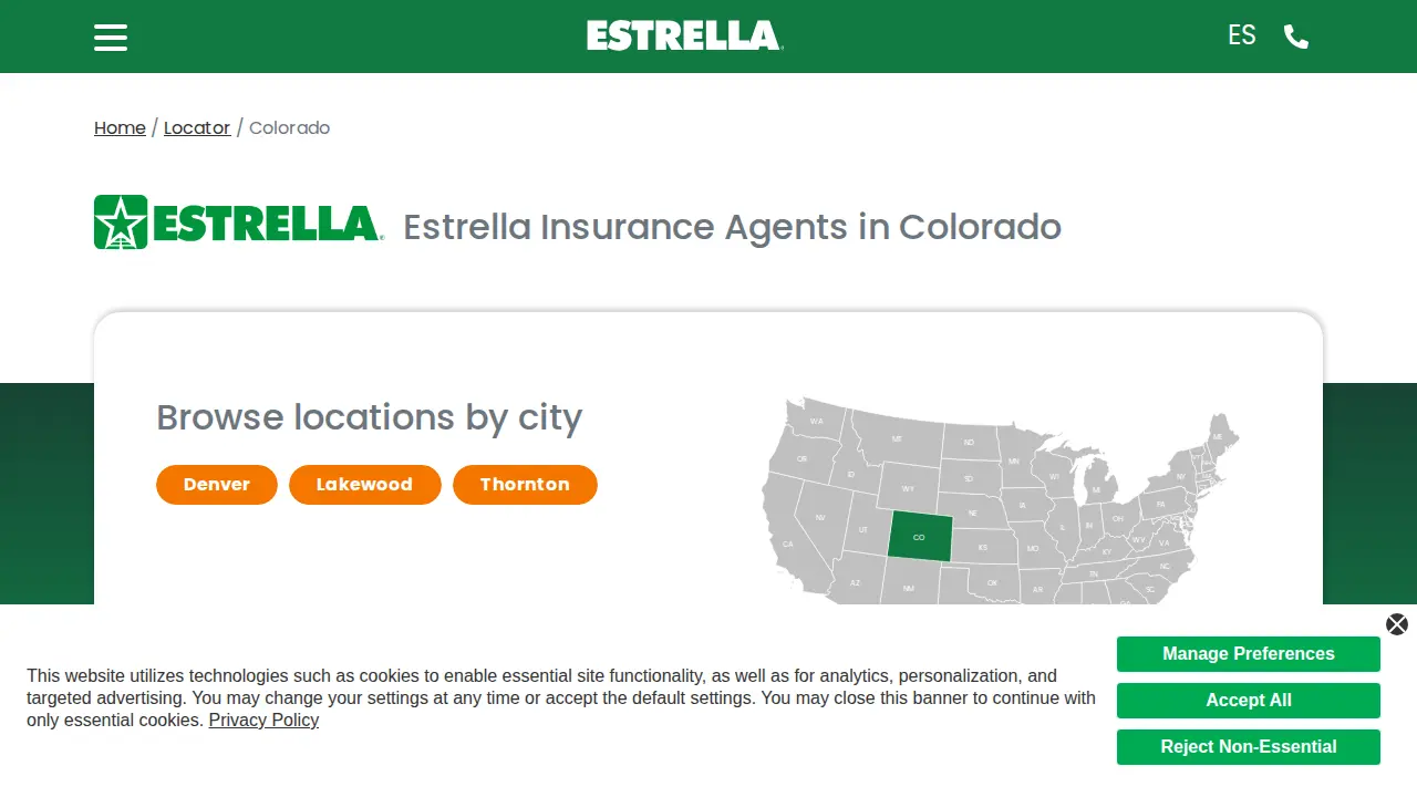 Estrella Insurance page
