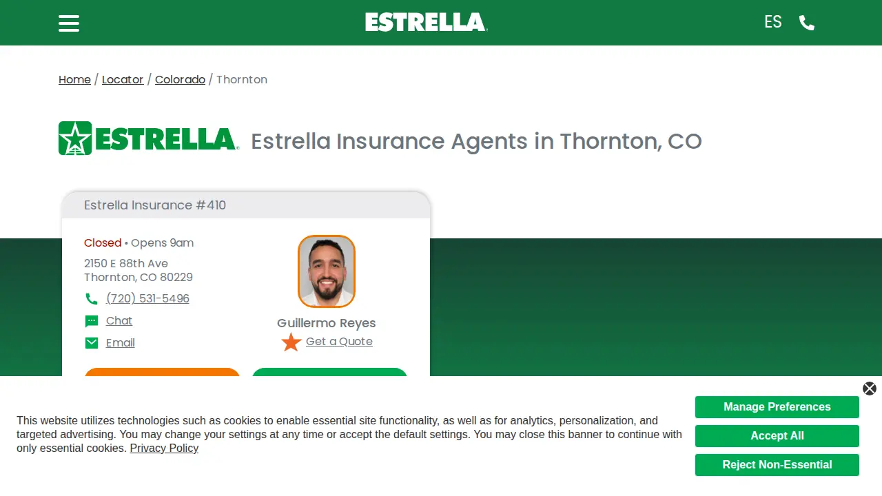 Estrella Insurance page