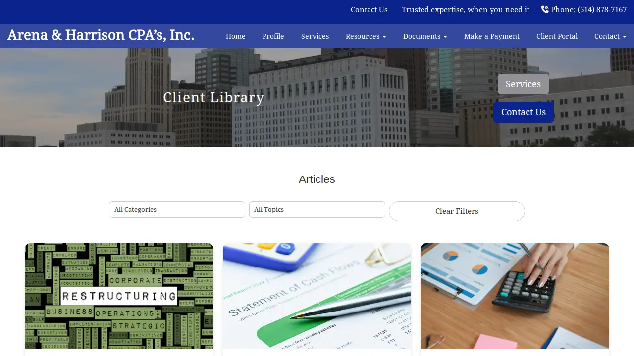 Arena & Harrison Certified Public Accountants, Inc. page
