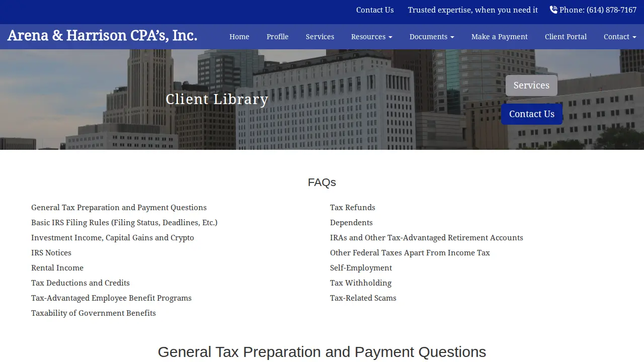 Arena & Harrison Certified Public Accountants, Inc. page