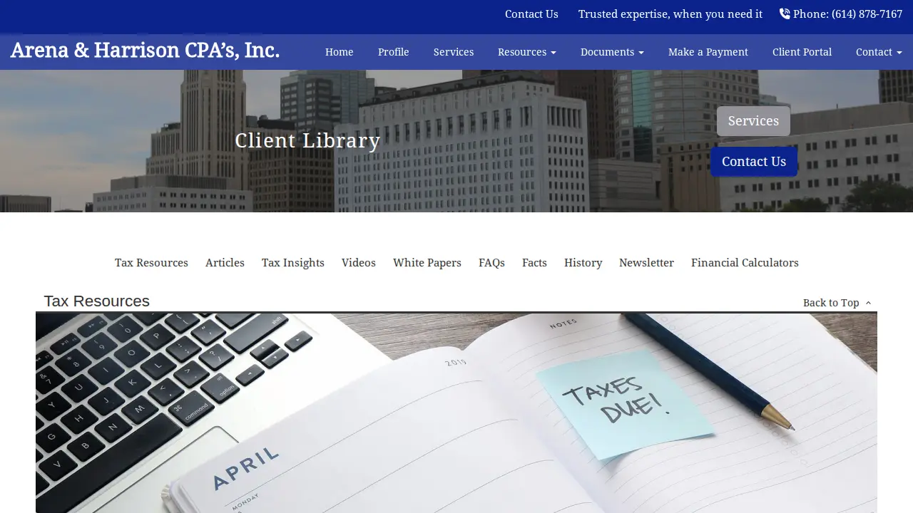 Arena & Harrison Certified Public Accountants, Inc. page