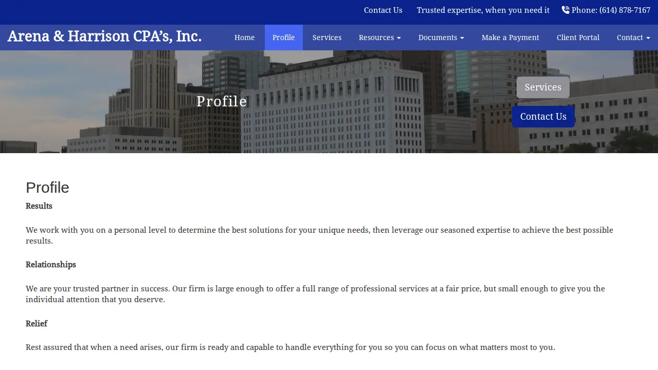 Arena & Harrison Certified Public Accountants, Inc. page